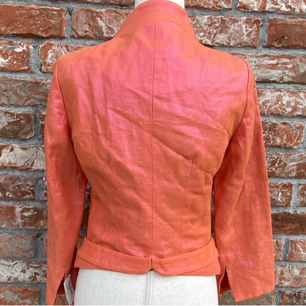 Tracy Reese (Neiman Marcus) NWT orange linen blend coat with pink sheen / 8 - Picture 6 of 9